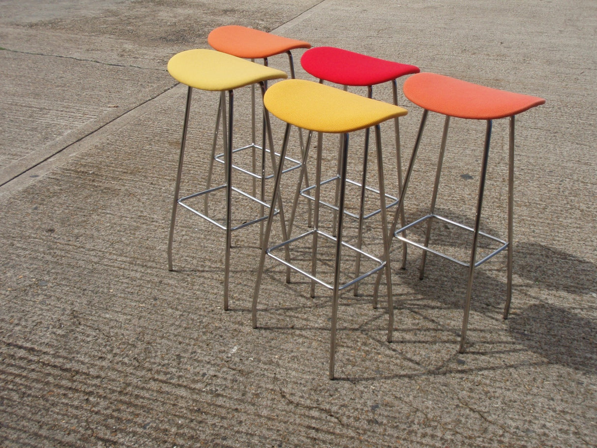 Chrome Base Upholstered Top Bar Stool