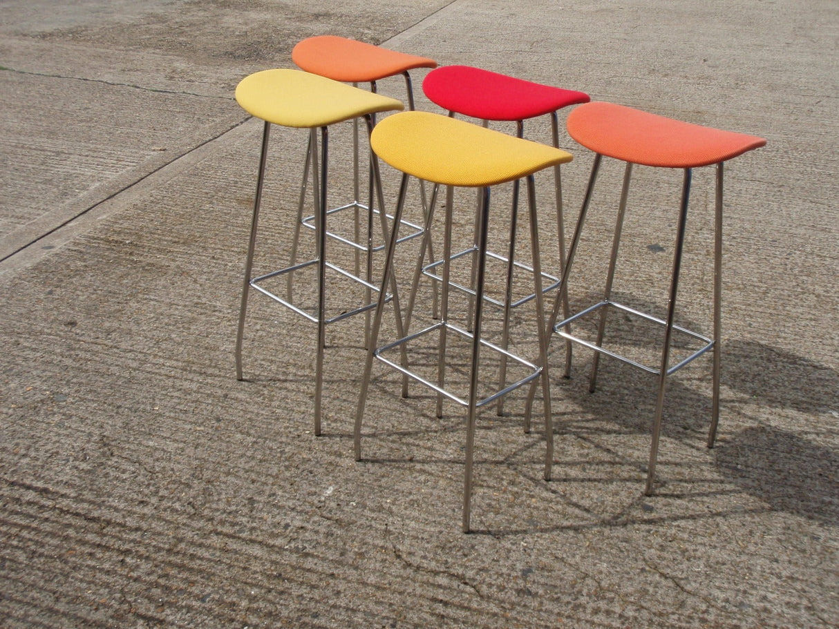 Chrome Base Upholstered Top Bar Stool