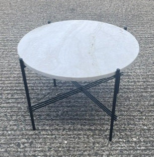 White Marble Black Leg Round Coffee Table
