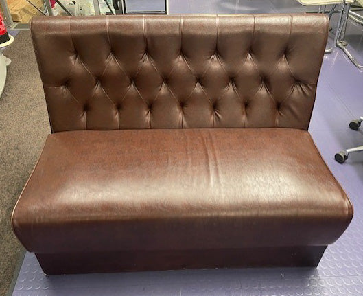 Brown Leather 2 Seater Reception Bench Seat