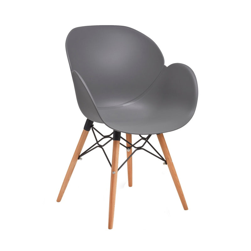 Linton Arm Chair with Beech Legs and Black Metal Frame