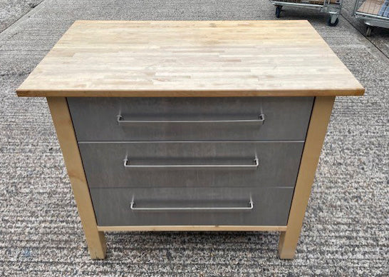 Oak & Silver 3 Drawer Sideboard