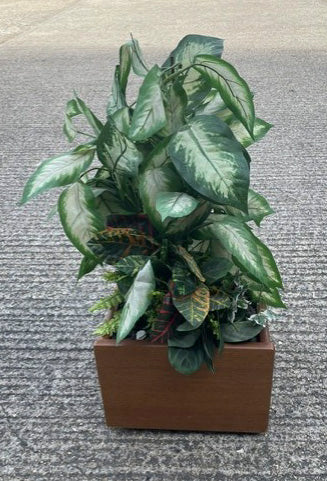 Square Office Faux Plants and Planter