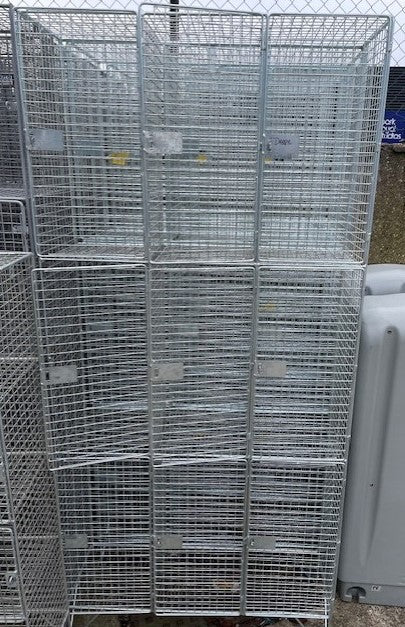 3 Door Nest of 3 Wire Mesh Lockers