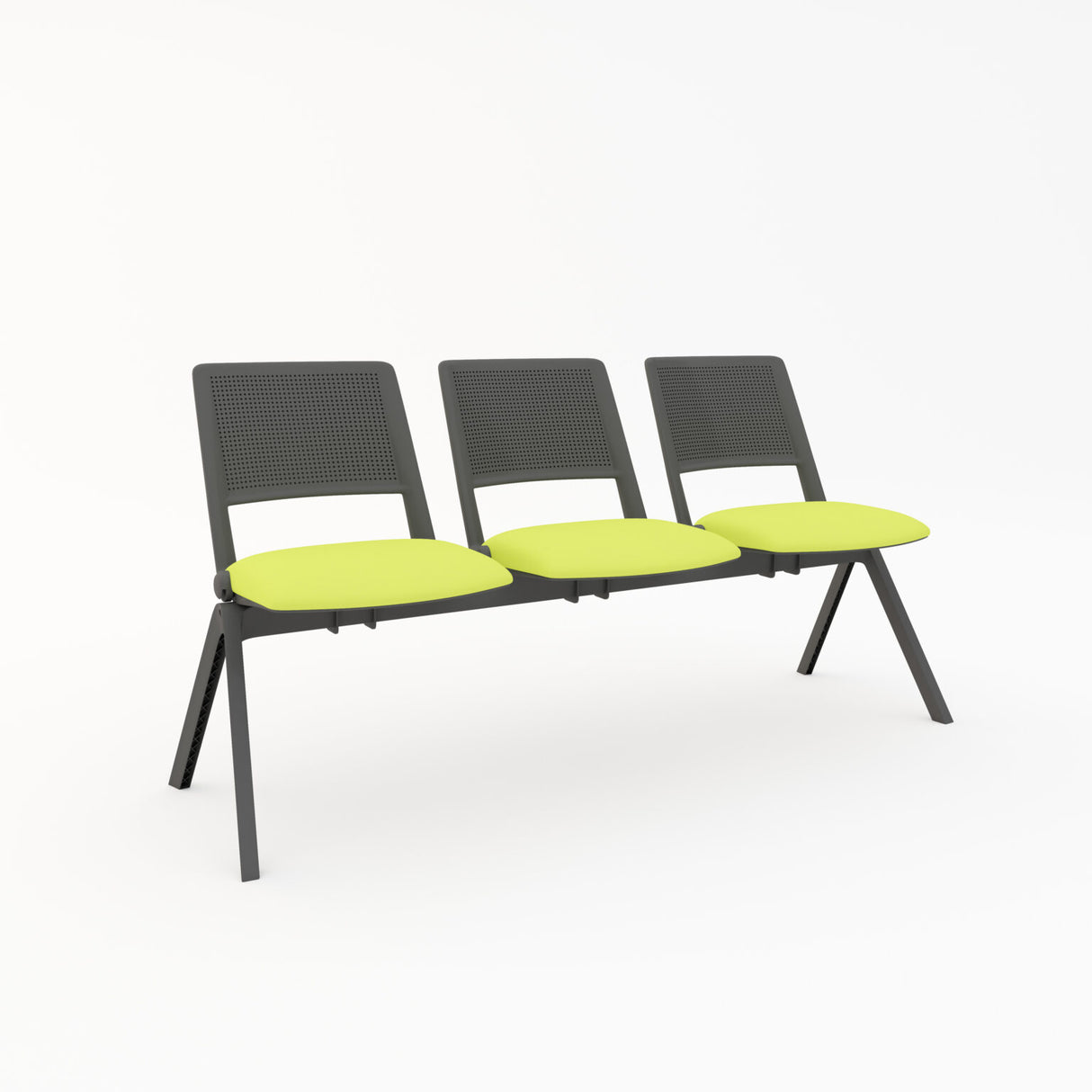 Pinn Bench Seating Plastic Back/Fabric Seat