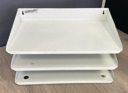 White Metal 3 Tier In Out Tray
