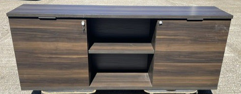 Walnut 2 Door Middle Shelf Credenza