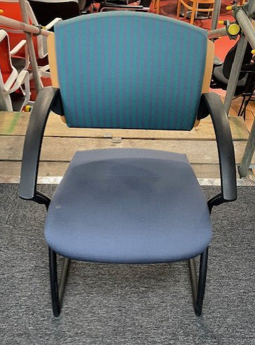 Grey & Green Striped Visitor Chair