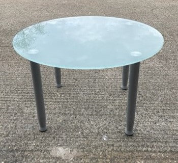 Silver 4 Leg Round Glass Coffee Table
