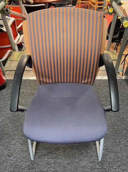 Grey & Orange Striped Visitor Chair