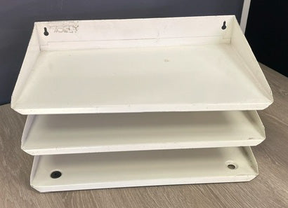 Off White Metal 3 Tier In Out Tray