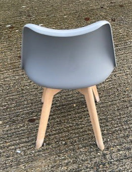 Grey Plastic & Wood Leg Chair Padded Seat