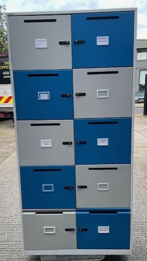Blue & Grey 10 Door Post Cabinet