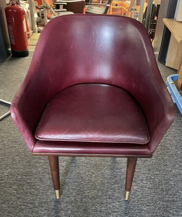 Burgundy Wooden Feet Tub Chair