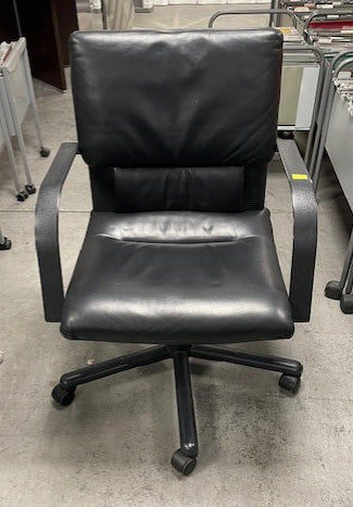 Vitra Black Leather Round Arm Executive Chair