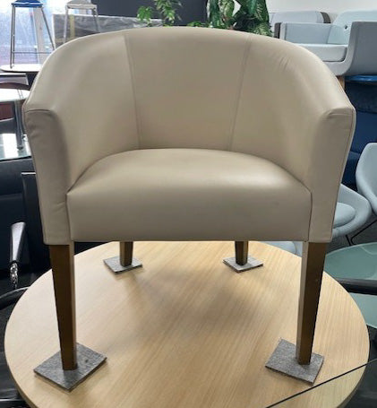 Cream Leather Tub Chair
