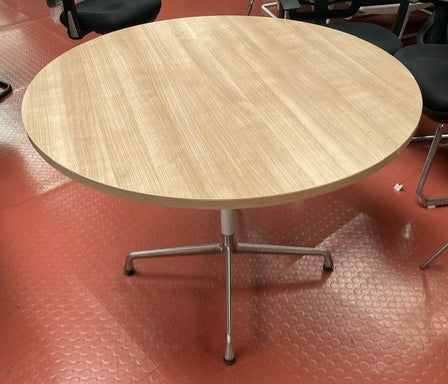 Light Walnut Chrome Star Base Round Table