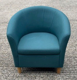 Green Curved Tub Chair With Wood Feet