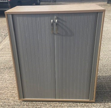 Oak & Silver 2 Door Tambour Storage