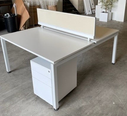 Bench Desks + Mobile Pedestal