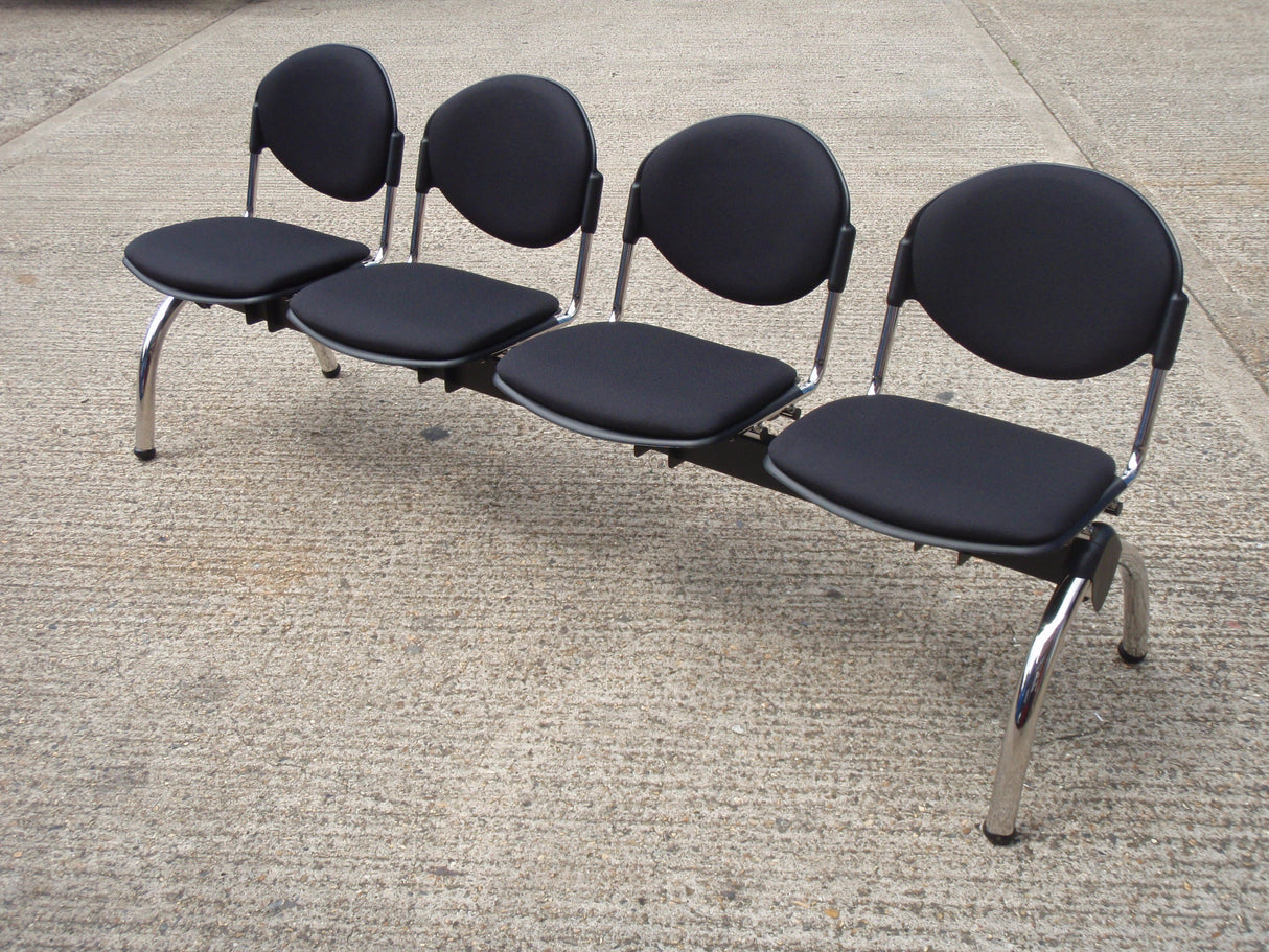 Black and Chrome Beam 4 Seater Unit