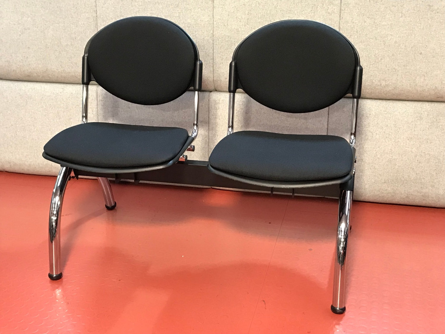 Black & Chrome Beam 2 Seater Unit