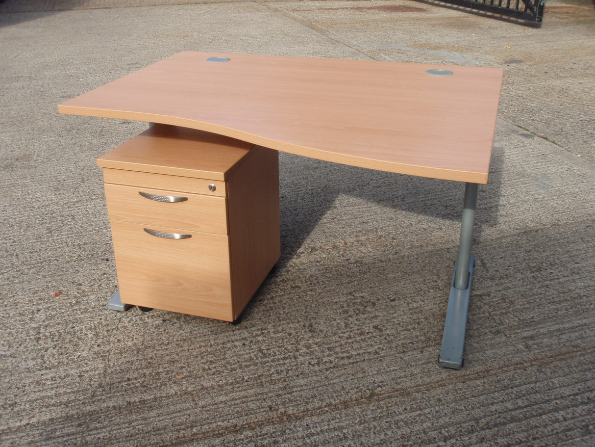 Beech 1200 FT2 Wave Desk with Beech Pedestal