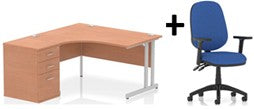 Bundle Deal - Crescent Desk + Desk High Pedestal & Chair (dyn)