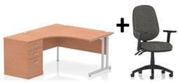 Bundle Deal - Crescent Desk + Desk High Pedestal & Chair (dyn)