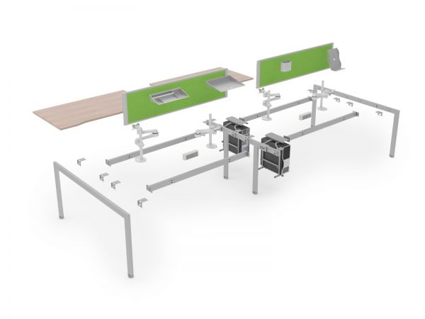 2 User Double Bench Lite System 1600 Leg Frame