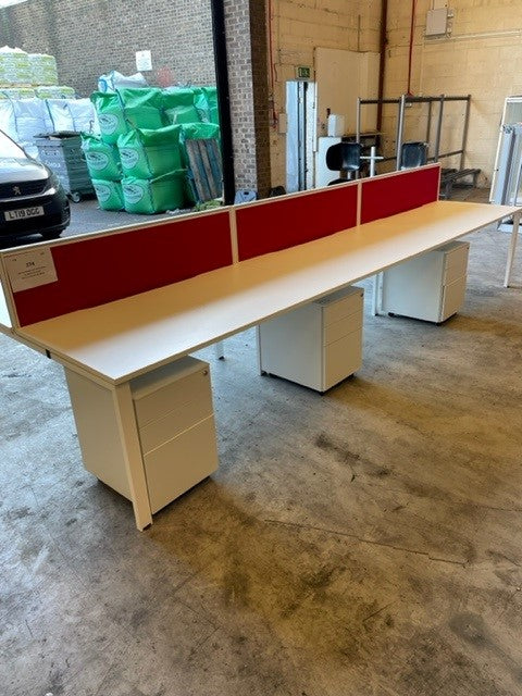 6 User Bench Desk with Mobile Pedestal