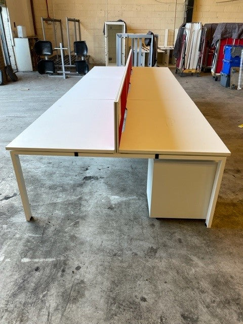 6 User Bench Desk with Mobile Pedestal