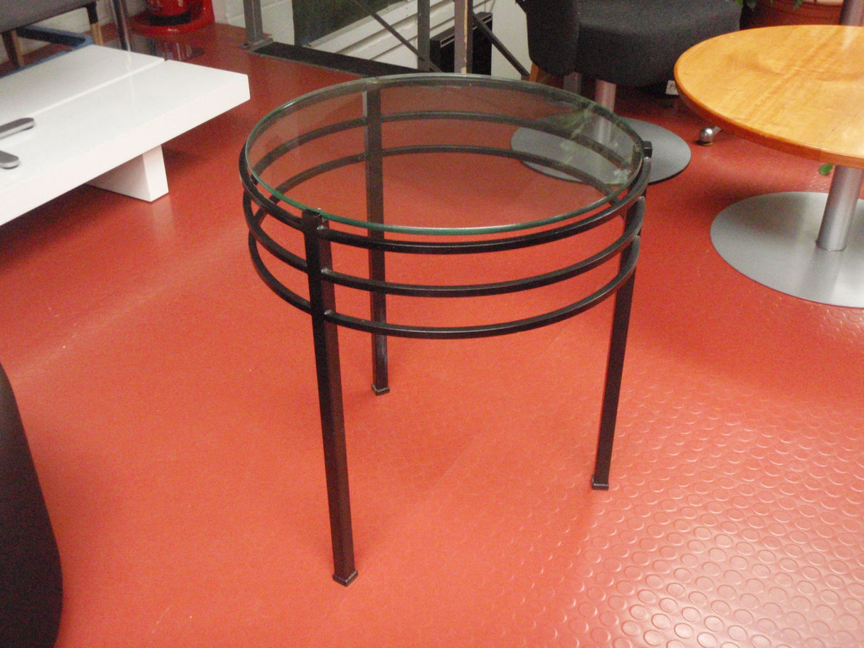 Black Frame and Glass Coffee Round Tables