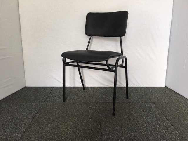 Black Leather Stacking Chair