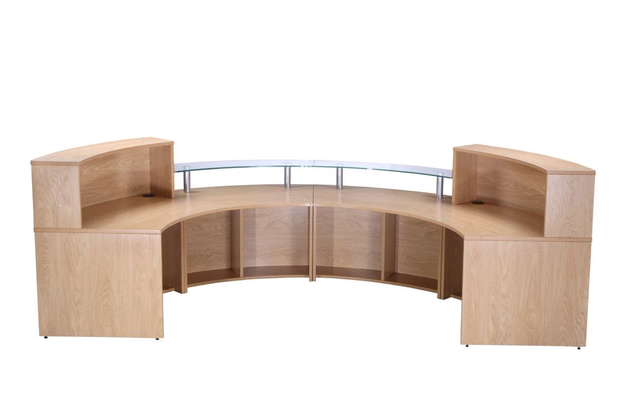 Oak Glass Curved Reception Desk