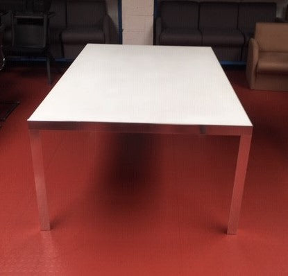 White Glass Top & Chrome Legs Table