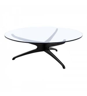 Black Base Circular Glass Coffee Table