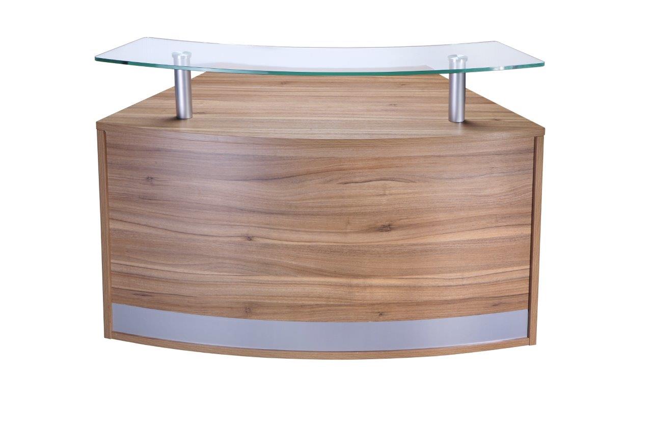 Low Glass Top Curved Reception Desk Unit