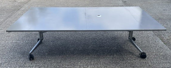Light Grey Gloss Folding Meeting Table 2400 x 1200
