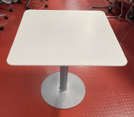 White Square Round Corner Grey Base Table
