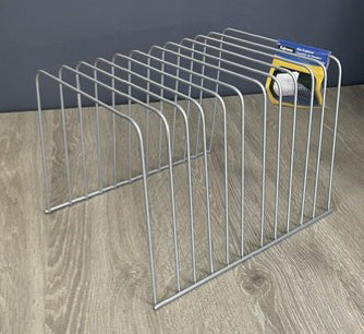 Silver Metal Desk Top Magazine Rack