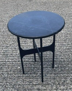 Black Marble Black Leg Round Coffee Table