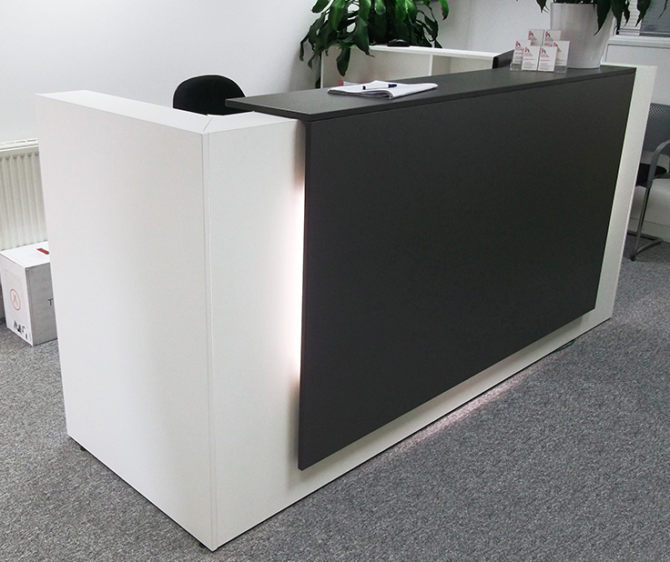 Floating Reception Desk Black Panel