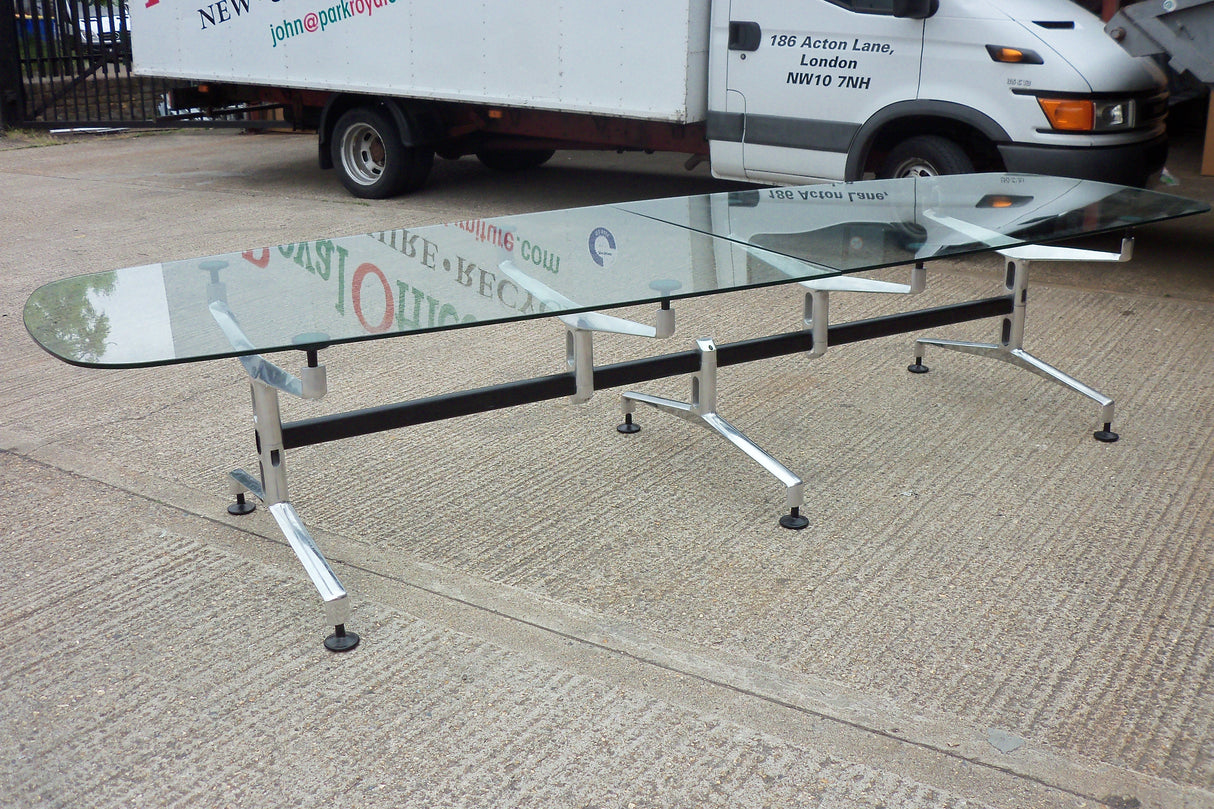 Aluminium & Black Base and 2 Part Glass Boardroom Table
