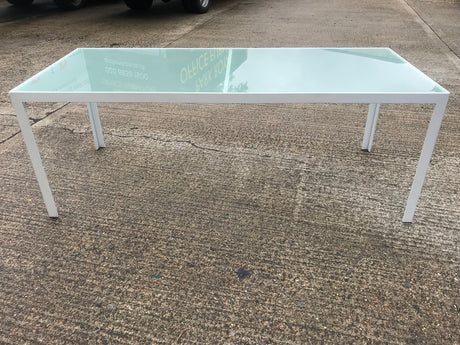 Glass White Frame Rectangular Table