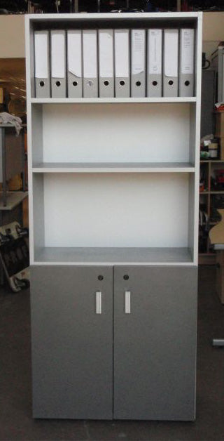 Grey Tall Open Top Cabinet with Grey Doors