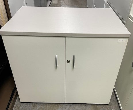 Low Wooden Storage Unit Light Grey Top