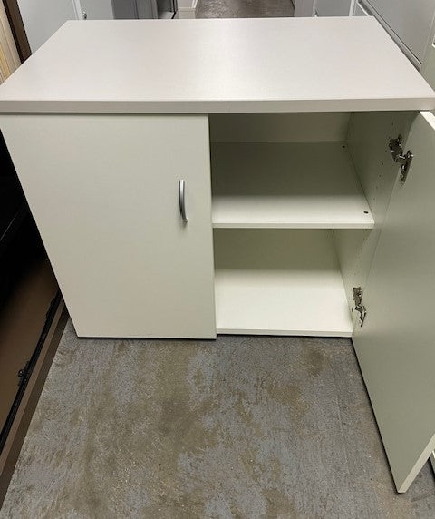 Low Wooden Storage Unit Light Grey Top