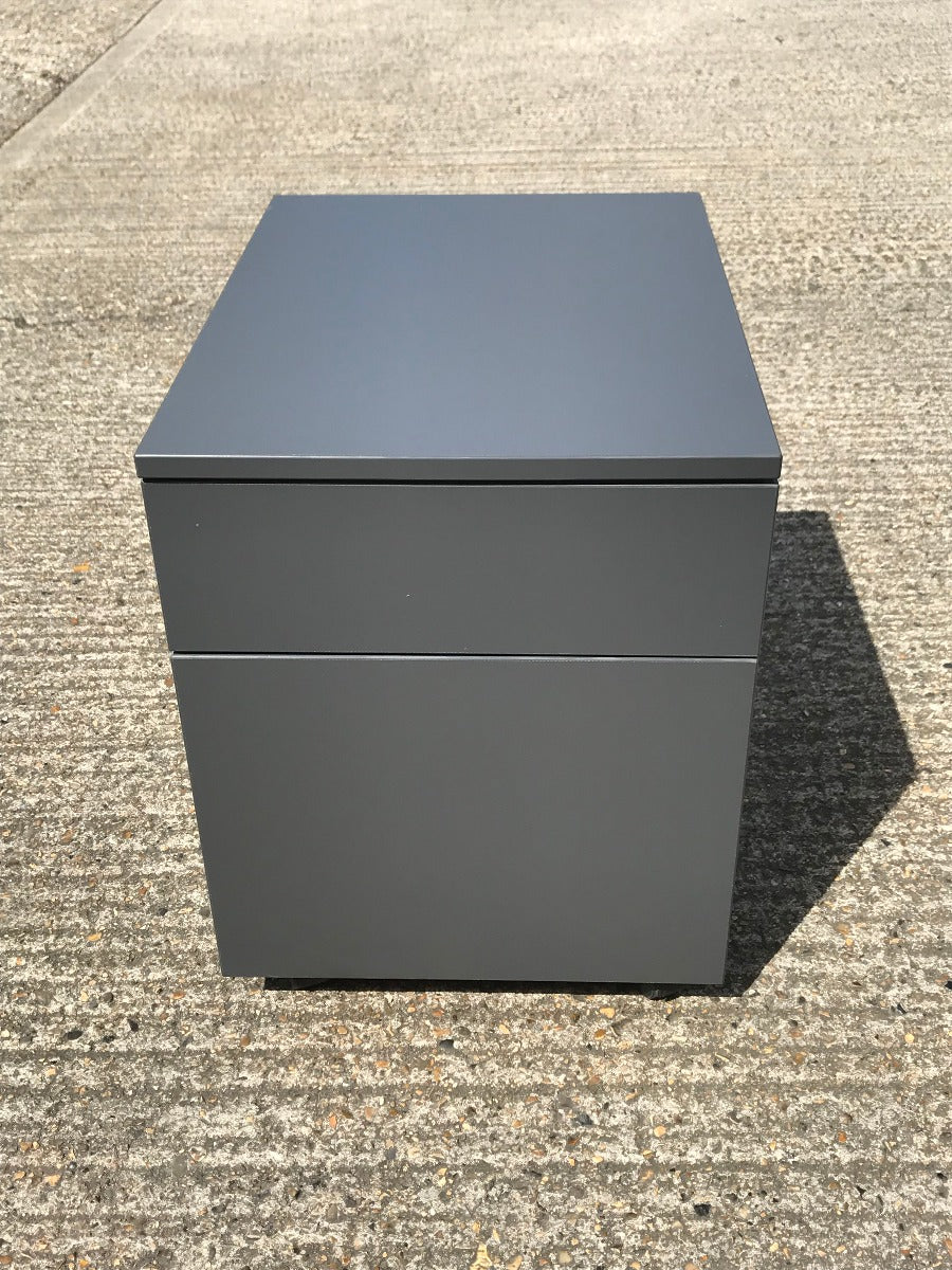 Dark Grey Wood 2 Drawer Pedestal