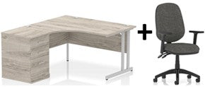 Bundle Deal - Crescent Desk + Desk High Pedestal & Chair (dyn)